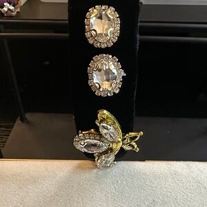 Chunky, Elegant Vintage Gold Glass Bee Bejeweled Headband